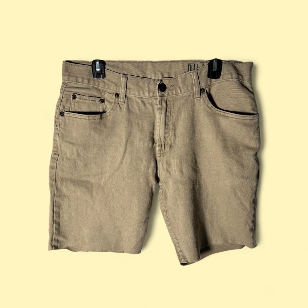 Bullhead Denim Shorts Mens 34 Tan Good Raw Hem Stretch Khaki Cut Off